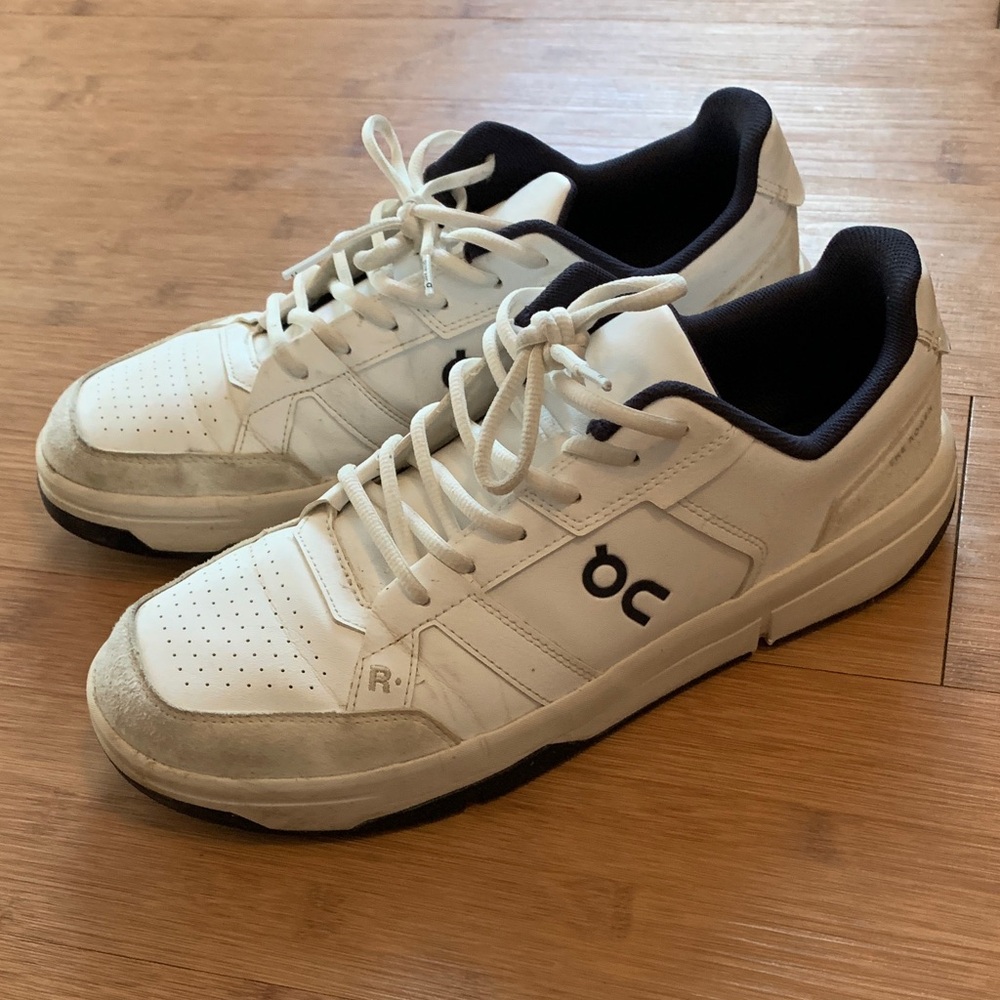 On Cloud Running Men's White and Navy Court Shoes